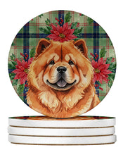 Load image into Gallery viewer, Red Chow Chow Christmas PoinsettIas Large Sandstone Coasters Pack of 4