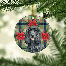 Load image into Gallery viewer, Black Cocker Spaniel Christmas PoinsettIas Ceramic Ornament