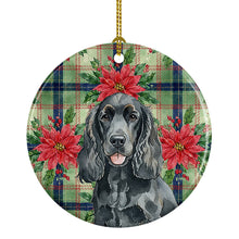 Load image into Gallery viewer, Black Cocker Spaniel Christmas PoinsettIas Ceramic Ornament