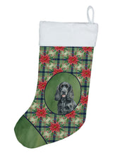 Load image into Gallery viewer, Black Cocker Spaniel Christmas PoinsettIas Holiday Stocking