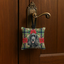 Load image into Gallery viewer, Black Cocker Spaniel Christmas PoinsettIas Hanging Square Fabric Ornament 3.5 x 3.5