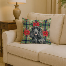 Load image into Gallery viewer, Black Cocker Spaniel Christmas PoinsettIas Throw Pillow