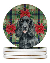 Load image into Gallery viewer, Black Cocker Spaniel Christmas PoinsettIas Large Sandstone Coasters Pack of 4