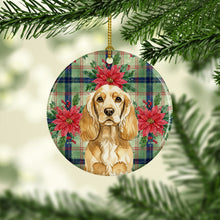 Load image into Gallery viewer, Buff Cocker Spaniel Christmas PoinsettIas Ceramic Ornament