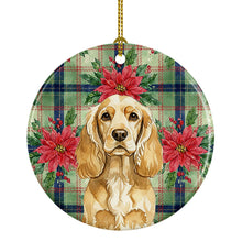 Load image into Gallery viewer, Buff Cocker Spaniel Christmas PoinsettIas Ceramic Ornament