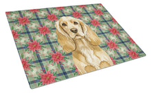 Load image into Gallery viewer, Buff Cocker Spaniel Christmas PoinsettIas Glass Cutting Board