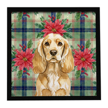 Load image into Gallery viewer, Buff Cocker Spaniel Christmas PoinsettIas Framed Metal Print