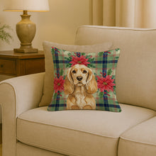 Load image into Gallery viewer, Buff Cocker Spaniel Christmas PoinsettIas Throw Pillow
