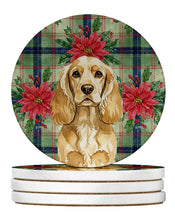 Load image into Gallery viewer, Buff Cocker Spaniel Christmas PoinsettIas Large Sandstone Coasters Pack of 4