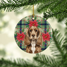 Load image into Gallery viewer, Chocolate Cocker Spaniel Christmas PoinsettIas Ceramic Ornament