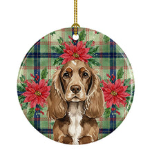 Load image into Gallery viewer, Chocolate Cocker Spaniel Christmas PoinsettIas Ceramic Ornament