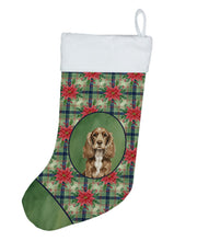 Load image into Gallery viewer, Chocolate Cocker Spaniel Christmas PoinsettIas Holiday Stocking