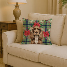 Load image into Gallery viewer, Chocolate Cocker Spaniel Christmas PoinsettIas Throw Pillow
