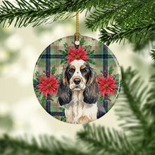 Load image into Gallery viewer, Parti Cocker Spaniel Christmas PoinsettIas Ceramic Ornament