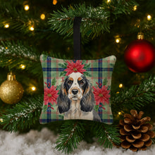 Load image into Gallery viewer, Parti Cocker Spaniel Christmas PoinsettIas Hanging Square Fabric Ornament 3.5 x 3.5