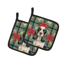 Load image into Gallery viewer, Parti Cocker Spaniel Christmas PoinsettIas Pair of Pot Holders
