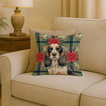 Load image into Gallery viewer, Parti Cocker Spaniel Christmas PoinsettIas Throw Pillow