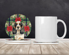 Load image into Gallery viewer, Parti Cocker Spaniel Christmas PoinsettIas Large Sandstone Coasters Pack of 4