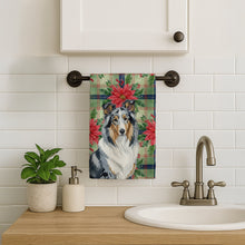Load image into Gallery viewer, Blue Merle Collie Christmas PoinsettIas Kitchen Towel
