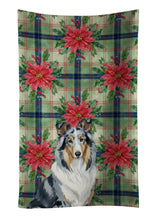 Load image into Gallery viewer, Blue Merle Collie Christmas PoinsettIas Kitchen Towel