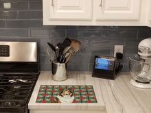 Load image into Gallery viewer, Sable Collie Christmas PoinsettIas Glass Cutting Board