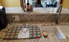 Load image into Gallery viewer, White Collie Christmas PoinsettIas Dish Drying Mat