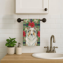 Load image into Gallery viewer, White Collie Christmas PoinsettIas Kitchen Towel