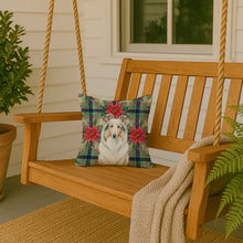 Load image into Gallery viewer, White Collie Christmas PoinsettIas Throw Pillow