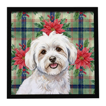 Load image into Gallery viewer, Coton de Tulear Christmas PoinsettIas Framed Metal Print