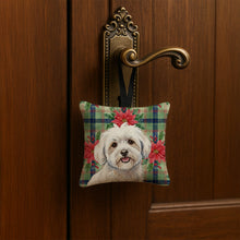 Load image into Gallery viewer, Coton de Tulear Christmas PoinsettIas Hanging Square Fabric Ornament 3.5 x 3.5