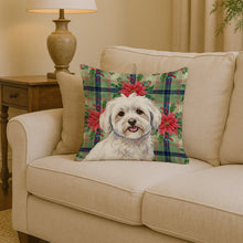 Load image into Gallery viewer, Coton de Tulear Christmas PoinsettIas Throw Pillow