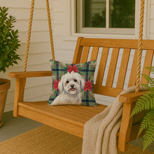Load image into Gallery viewer, Coton de Tulear Christmas PoinsettIas Throw Pillow