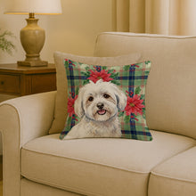 Load image into Gallery viewer, Coton de Tulear Christmas PoinsettIas Throw Pillow