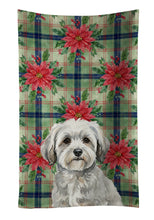 Load image into Gallery viewer, White with Gray Coton de Tulear Christmas PoinsettIas Kitchen Towel