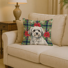 Load image into Gallery viewer, White with Gray Coton de Tulear Christmas PoinsettIas Throw Pillow