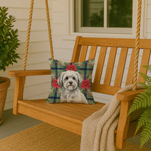 Load image into Gallery viewer, White with Gray Coton de Tulear Christmas PoinsettIas Throw Pillow