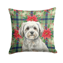Load image into Gallery viewer, White with Gray Coton de Tulear Christmas PoinsettIas Throw Pillow