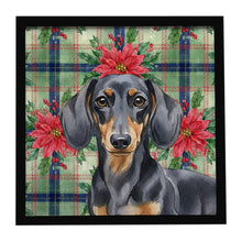 Load image into Gallery viewer, Black and Tan Dachshund Christmas PoinsettIas Framed Metal Print