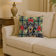 Load image into Gallery viewer, Black and Tan Dachshund Christmas PoinsettIas Throw Pillow