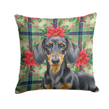 Load image into Gallery viewer, Black and Tan Dachshund Christmas PoinsettIas Throw Pillow