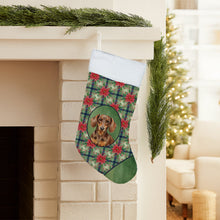 Load image into Gallery viewer, Chocolate and Tan Dachshund Christmas PoinsettIas Holiday Stocking