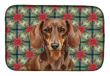 Load image into Gallery viewer, Chocolate and Tan Dachshund Christmas PoinsettIas Dish Drying Mat