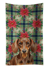 Load image into Gallery viewer, Chocolate and Tan Dachshund Christmas PoinsettIas Kitchen Towel