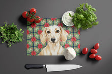 Load image into Gallery viewer, Cream Dachshund Christmas PoinsettIas Glass Cutting Board