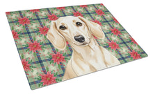 Load image into Gallery viewer, Cream Dachshund Christmas PoinsettIas Glass Cutting Board