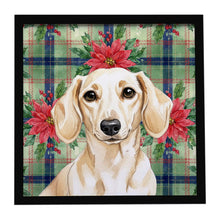 Load image into Gallery viewer, Cream Dachshund Christmas PoinsettIas Framed Metal Print