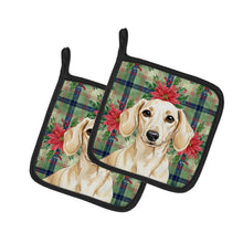 Load image into Gallery viewer, Cream Dachshund Christmas PoinsettIas Pair of Pot Holders