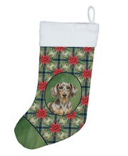 Load image into Gallery viewer, Dapple Dachshund Christmas PoinsettIas Holiday Stocking