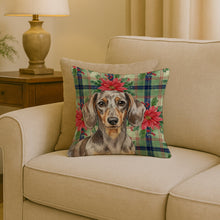 Load image into Gallery viewer, Dapple Dachshund Christmas PoinsettIas Throw Pillow