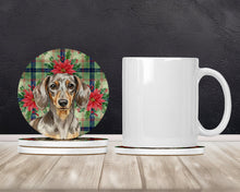 Load image into Gallery viewer, Dapple Dachshund Christmas PoinsettIas Large Sandstone Coasters Pack of 4